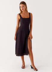 Rowyn Midi Dress - Black Polka Dot