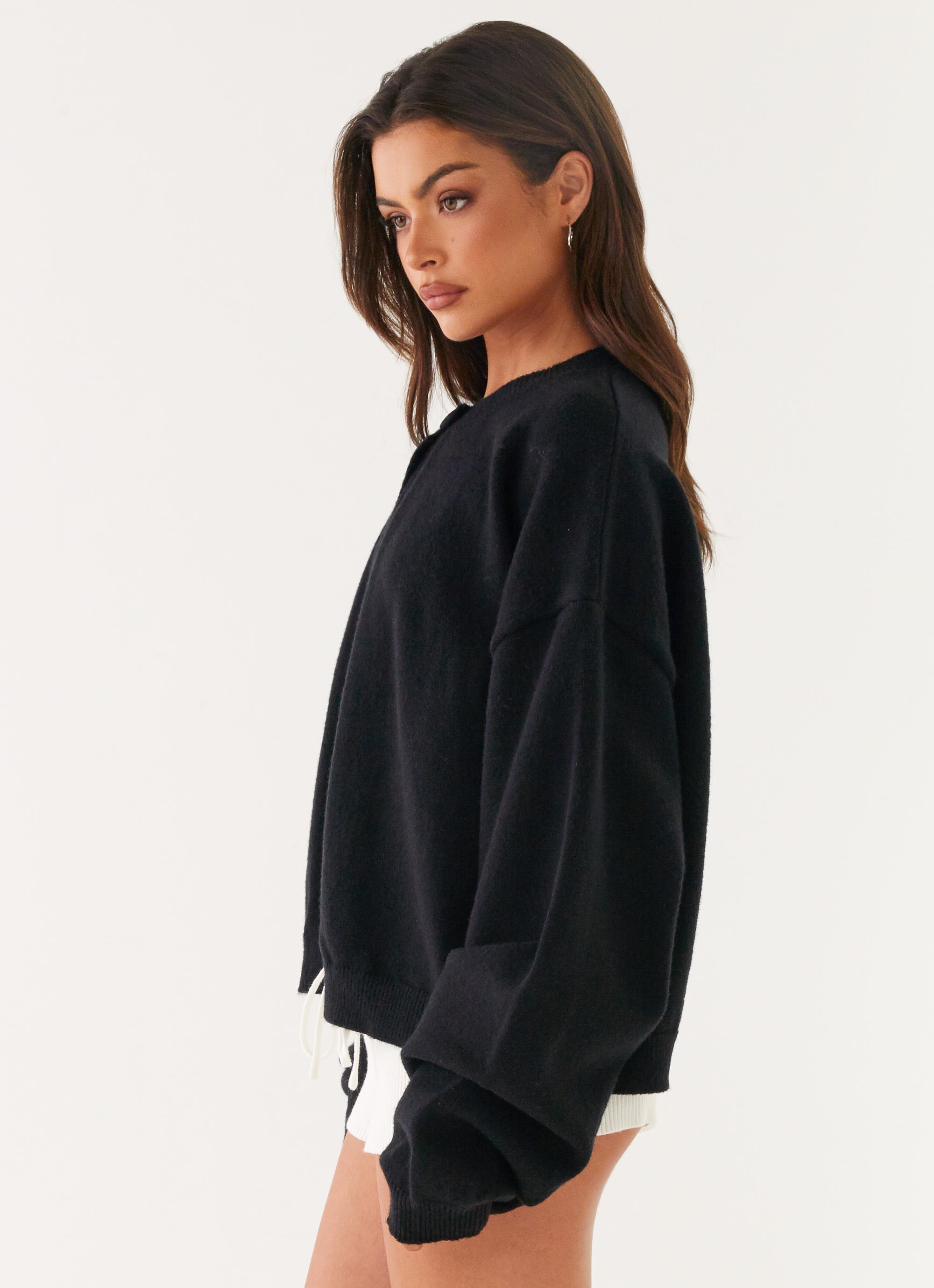 Annie One Button Cardigan - Black