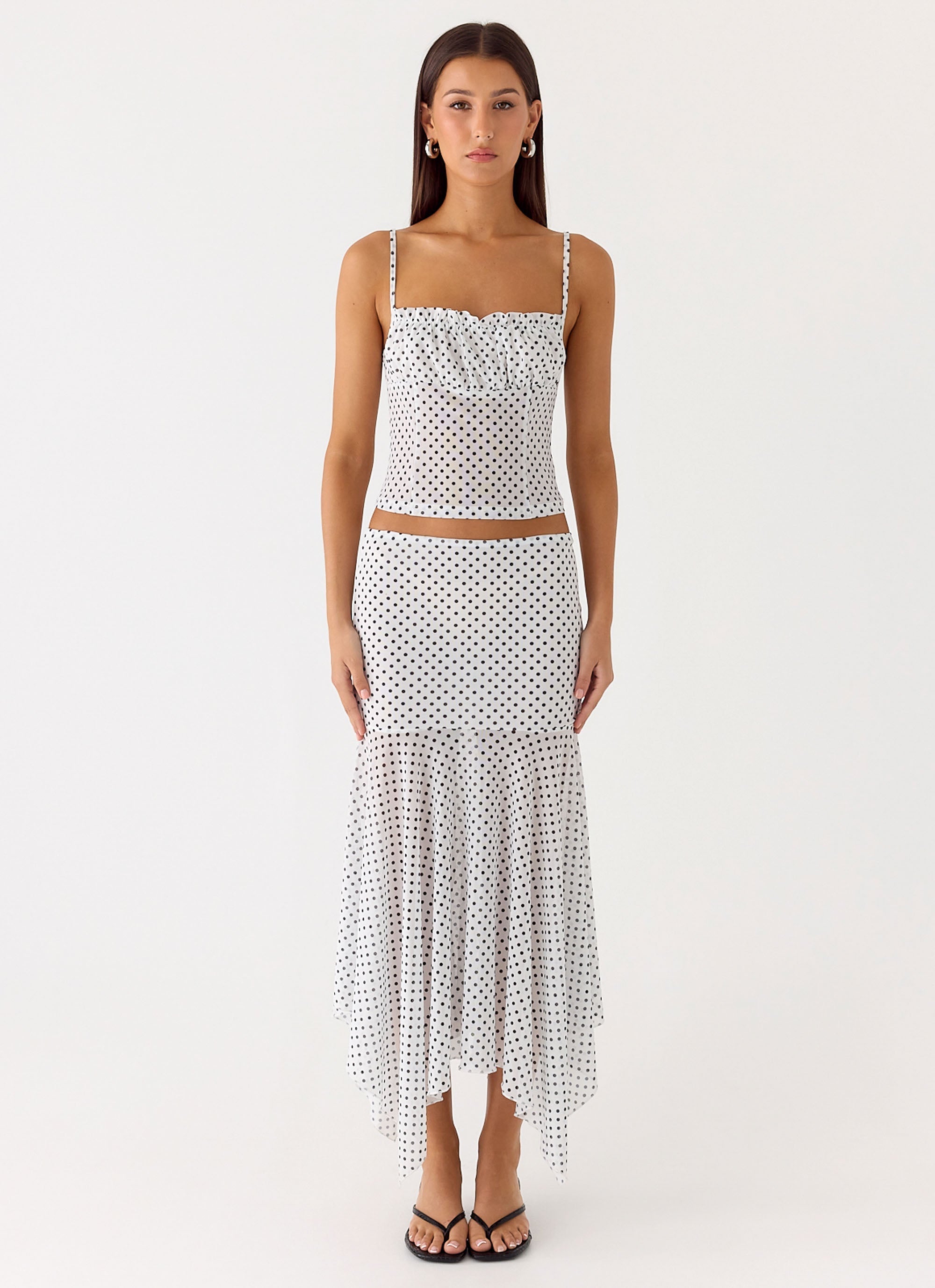 Buffy Top - White Polkadot