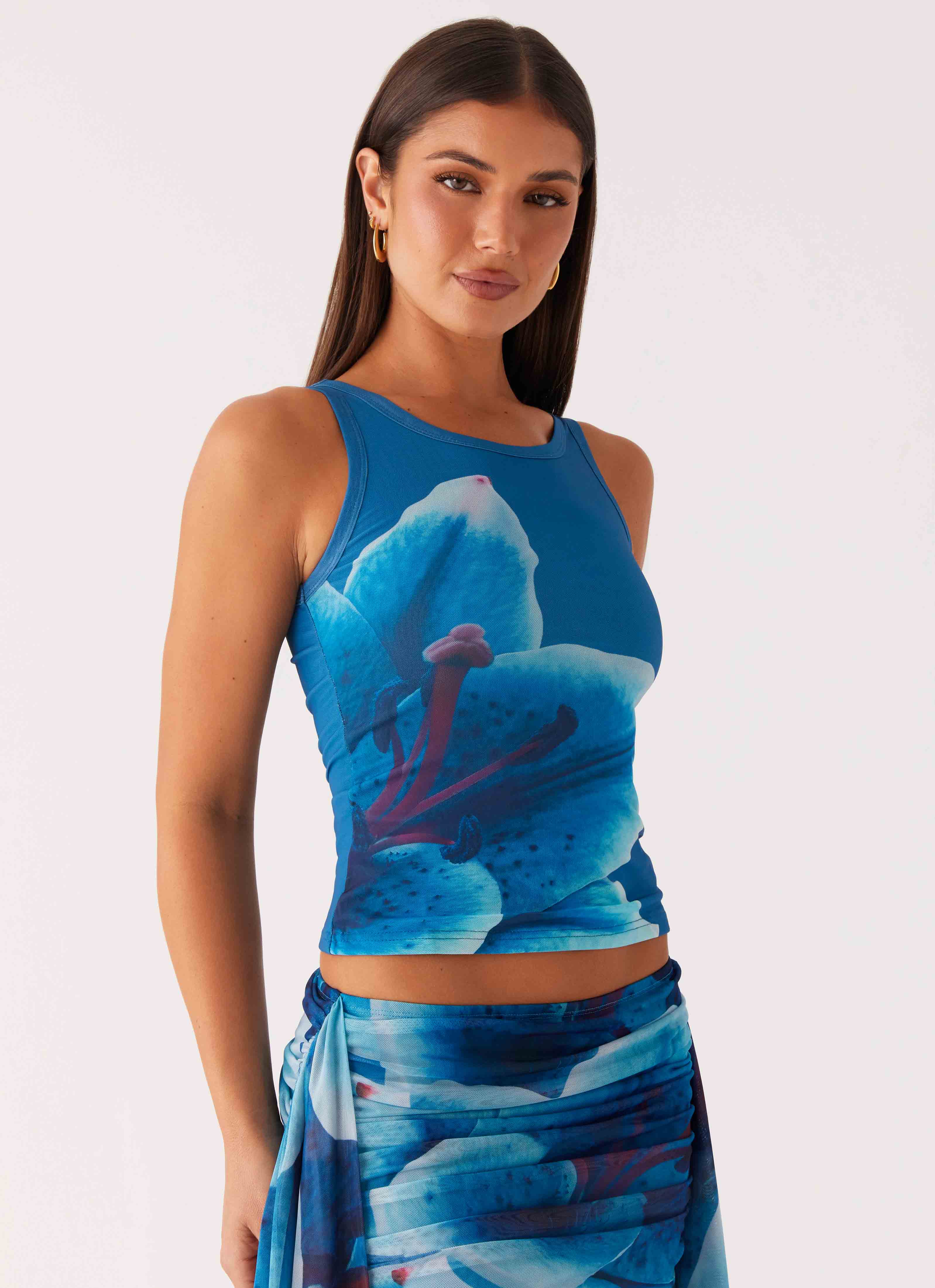 Edera Tank - Turquoise Floral