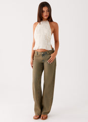 Jaiden Low Rise Denim Jeans - Brown Sand Wash