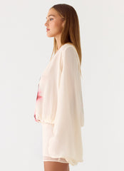 Junia Long Sleeve Mini Dress - Velvet Bloom