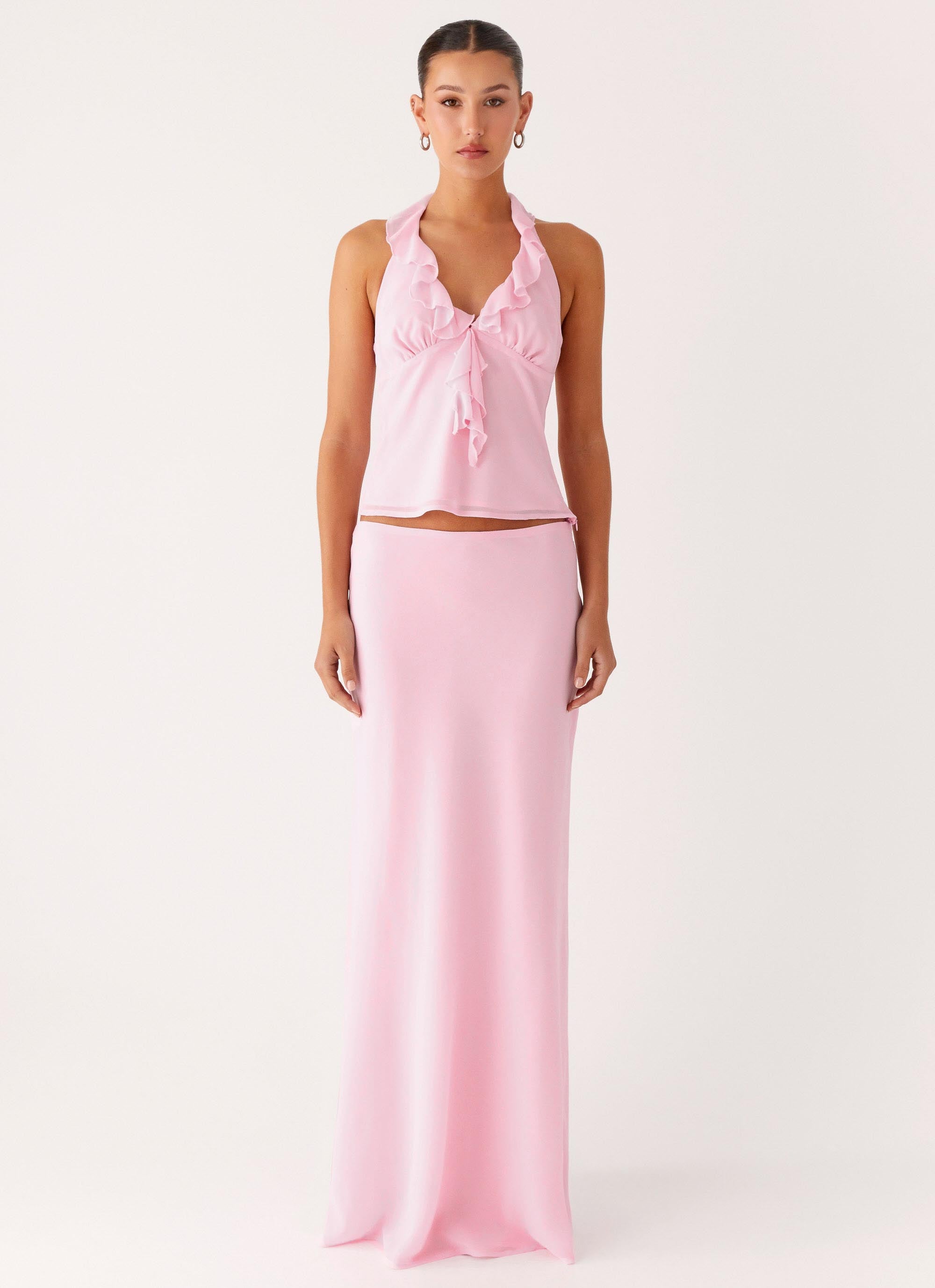 Log In Halter Top - Baby Pink